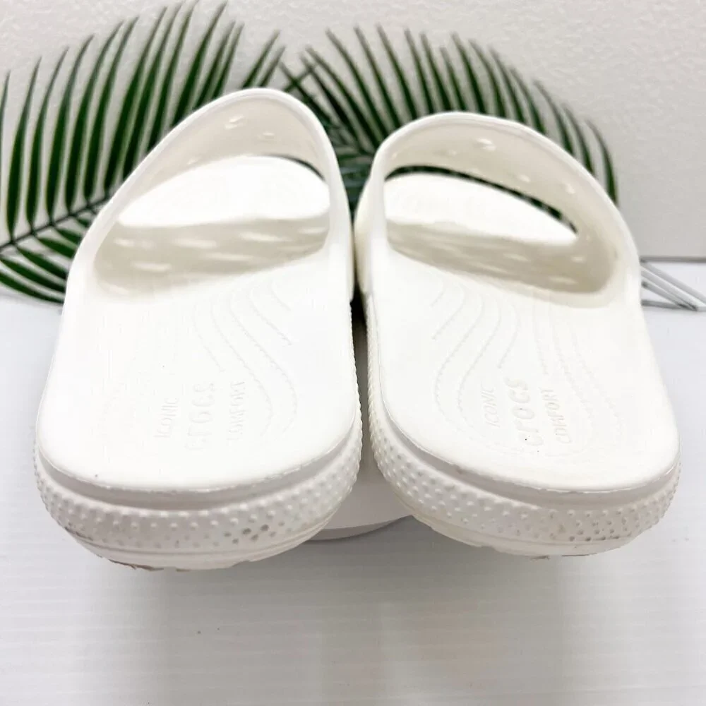 Crocs Unisex Adults' White Croslite Slip On Classic Slide Sandals Size 9M 11W
